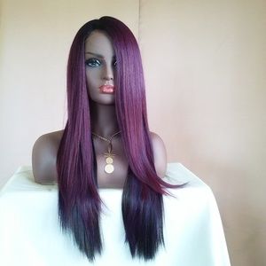 Purple wig with dark roots lace front wig (worn once so lace is trimmed)